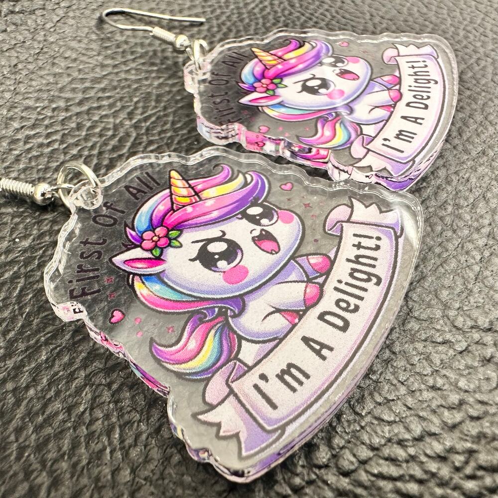 Angry Unicorn is a Delight Acrylic Earrings